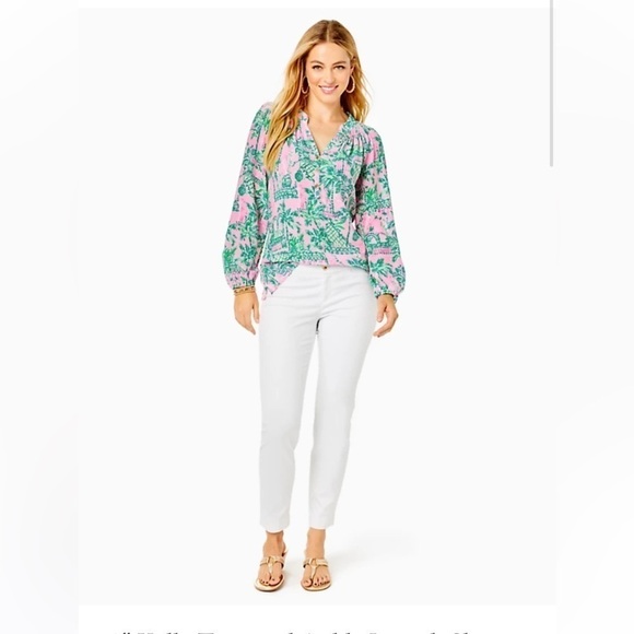 Lilly Pulitzer Kelly Skinny Ankle Pants Textured Resort White Size 6 NWT - Picture 1 of 16